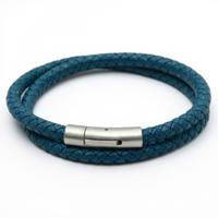 Blauw gevlochten 6mm armband | Italiaans Valiano™ leer