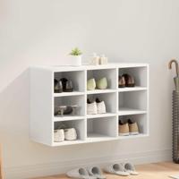 Schoenenkast met plank Wit 77.5 x 30 x 51 cm Bewerkt hout