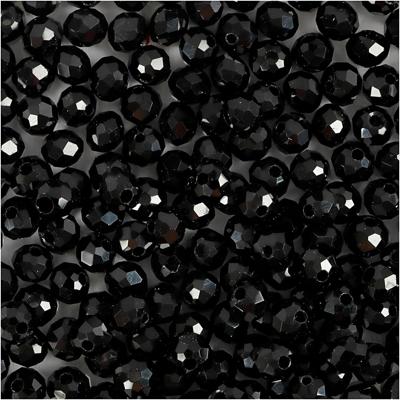 Creativ Company Facet kralen, afm 3x4 mm, gatgrootte 0,8 mm, metallic zwart, 100 stuk/ 1 doos