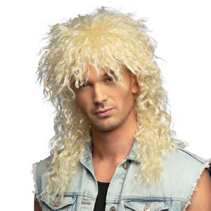 Verkleedpruik voor heren - blond - Eighties/Rocker - Carnaval - lang haar met krullen