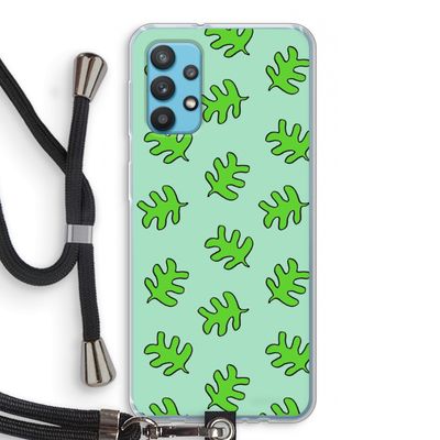 Groene blaadjes: Samsung Galaxy A32 4G Transparant Hoesje met koord