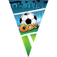 Voetbal thema vlaggetjes slinger/vlaggenlijn groen/blauw van 5 meter - thumbnail