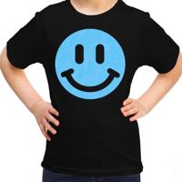 Verkleed T-shirt voor meisjes - Smile Emoticon - zwart - carnaval - feestkleding voor kinderen - thumbnail