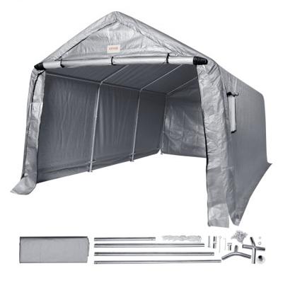 VEVOR Garagetent 304,8 x 457,2 x 243,8 cm Garagetent gemaakt van gegalvaniseerde stalen palen en een drielaagse 240G PE-afdekking Opslagtent Carport 250 x 218 x 190 cm Tentdeurmaat Uitrusting Tent Grijs