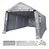 VEVOR Garagetent 304,8 x 457,2 x 243,8 cm Garagetent gemaakt van gegalvaniseerde stalen palen en een drielaagse 240G PE-afdekking Opslagtent Carport 250 x 218 x 190 cm Tentdeurmaat Uitrusting Tent Grijs