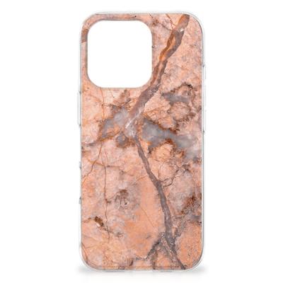 iPhone 16 Pro Max | TPU | Siliconen hoesje | Marmer Oranje