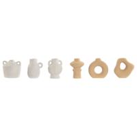 Set van 3 Vazen Home ESPRIT Wit Beige Keramiek 32 X 11,5 X 9 cm (3 Onderdelen) (2 Stuks)