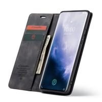 CaseMe-013 multifunctionele retro Frosted horizontale Flip lederen case voor OnePlus 7 Pro met kaartsleuf & houder & rits portemonnee & fotolijst (zw
