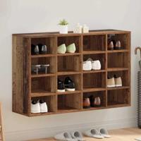 Schoenenkast met plank met opslag Oud hout 103x30x51 cm Bewerkt hout