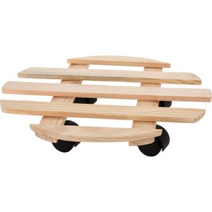 Plantentrolley - hout - naturel - rond - D28 cm - 50 kilo