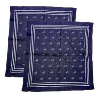 Matroos/kapitein/piraten zakdoek - 2x - blauw - met ankers patroon - 55 x 55 cm - thumbnail