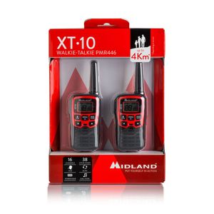 Midland XT10 twee-weg radio 16 kanalen 446.00625 - 446.09375 MHz Zwart, Rood