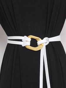 Fashionable Metal Buckle Split Leather Adjustable Double Belt