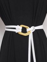 Fashionable Metal Buckle Split Leather Adjustable Double Belt