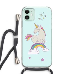 Regenboog eenhoorn: iPhone 11 Transparant Hoesje met koord