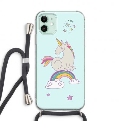 Regenboog eenhoorn: iPhone 11 Transparant Hoesje met koord