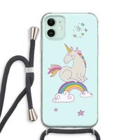 Regenboog eenhoorn: iPhone 11 Transparant Hoesje met koord