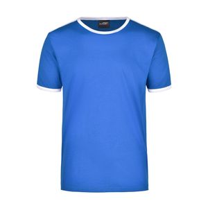 Basic ringer shirt blauw met witte strepen voor heren 2XL  -
