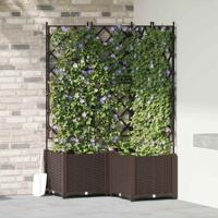 VidaXL Tuin bloempot 3 pcs bruin 80 x 80 x 143 cm staal