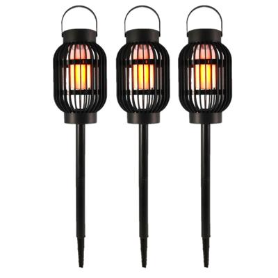 3x solar tuinlamp 3 in 1 met vlameffect op zonne-energie 23 cm