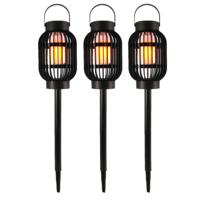 3x solar tuinlamp 3 in 1 met vlameffect op zonne-energie 23 cm