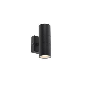 QAZQA Buitenwandlamp zwart 2-lichts IP44 - Duo