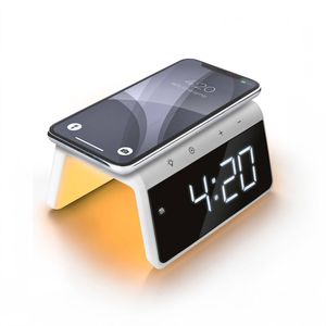 Caliber Jupiter Digitale Wekker Met Draadloze Oplader - Wake up Light - Nachtlampje - Qi Lader - Wit (HCG019QI-WA)