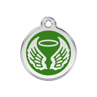 Angel Wings Green roestvrijstalen hondenpenning medium/gemiddeld dia. 3 cm - Reddingo