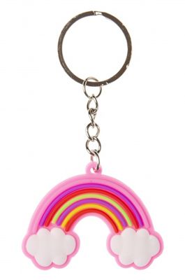 LG Imports sleutelhanger regenboog 5 cm roze