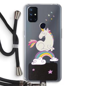 Regenboog eenhoorn: OnePlus Nord N10 5G Transparant Hoesje met koord