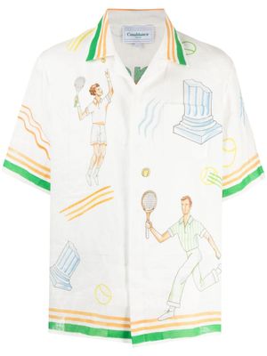 Casablanca chemise en lin à logo imprimé - Multicolore
