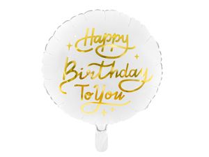 Folieballon Happy Birthday Goud/Wit (45cm)