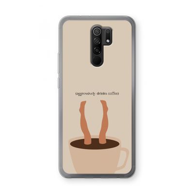 Aggressively drinks coffee: Xiaomi Redmi 9 Transparant Hoesje