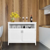 Sideboard Keukenkast Opbergkast met 2 Deuren en Verstelbare Plank Buffetkast voor Woonkamer Eetkamer Wit 114 x 51 x 91 cm - thumbnail