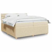 Boxspring met matras stof crèmekleurig 200x200 cm