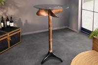 Maritieme bartafel OCEAN 105cm koper gevlamd zwart metalen voet glazen blad rond - 6043955