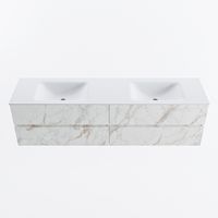 MONDIAZ VICA 180cm badmeubel onderkast Carrara 4 lades. Wastafel CLOUD dubbel 2 kraangaten, kleur Talc.