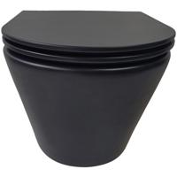 Wiesbaden Vesta Rimless Wandcloset Mat Zwart met Softclose Toiletzitting