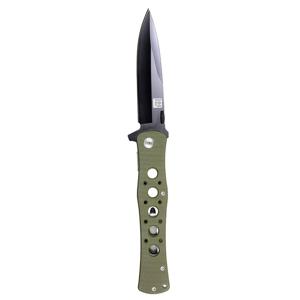 Metalen zakmes / survival mes groen met G10 handvat - inklapbaar - 27 cm