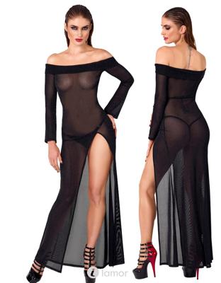 * NOIR handmade Jurk met Glitters en Carmen-halslijn, F2719339