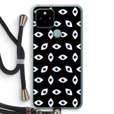 Eyes pattern: Pixel 5 Transparant Hoesje met koord