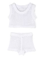 Monnalisa ensemble short en maille ajourée - Blanc - thumbnail