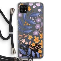 Flowers with blue leaves: Samsung Galaxy A22 5G Transparant Hoesje met koord