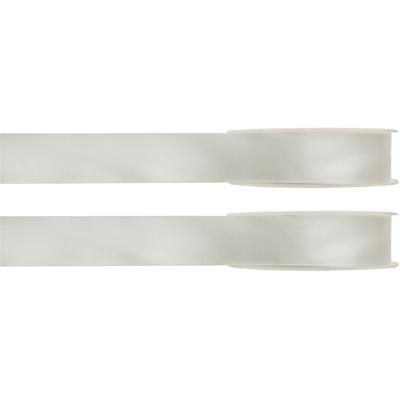 Hobby/decoratie satijnen lint - 2x - ivoorwit - 1 cm x 25 meter - cadeauverpakking - polyester