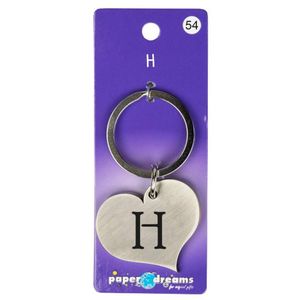 Paper Dreams sleutelhanger hart letter H 10 x 4 cm staal zilver