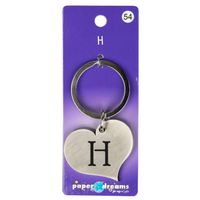 Paper Dreams sleutelhanger hart letter H 10 x 4 cm staal zilver