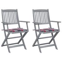 Tuinstoelen 2 st inklapbaar met kussens massief acaciahout