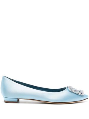 Manolo Blahnik ballerines Hangisi en satin - Bleu