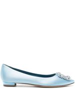 Manolo Blahnik ballerines Hangisi en satin - Bleu