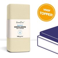 Loom One Hoeslaken Topper – 100% Jersey Katoen – 160x200 cm – tot 10cm matrasdikte– 160 g/m² – Natural / Crème - thumbnail